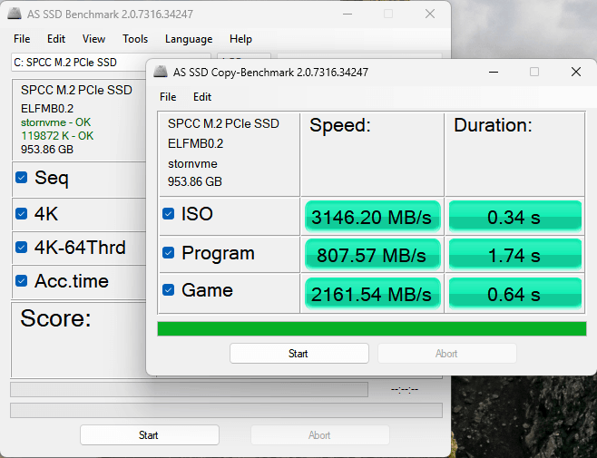 AS SSD Benchmark Interface